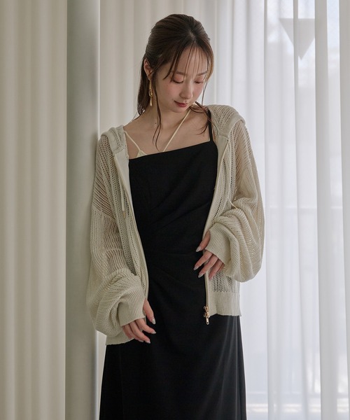 mideal(マイディール)の「glitter sheer hoodie / ラメシアーパーカー(パーカー・レディース・チャコールグレー/アイボリー/ピンク・FREE)」の1枚目の写真