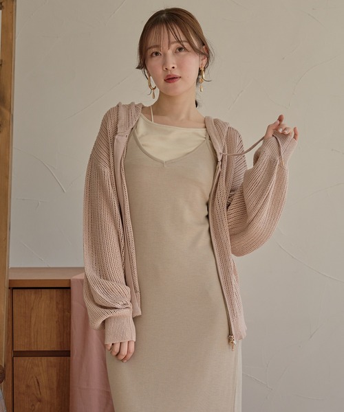 mideal(マイディール)の「glitter sheer hoodie / ラメシアーパーカー(パーカー・レディース・チャコールグレー/アイボリー/ピンク・FREE)」の8枚目の写真