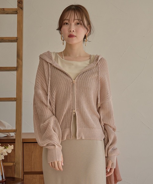 mideal(マイディール)の「glitter sheer hoodie / ラメシアーパーカー(パーカー・レディース・チャコールグレー/アイボリー/ピンク・FREE)」の19枚目の写真