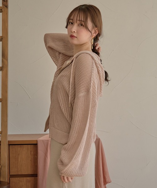 mideal(マイディール)の「glitter sheer hoodie / ラメシアーパーカー(パーカー・レディース・チャコールグレー/アイボリー/ピンク・FREE)」の20枚目の写真