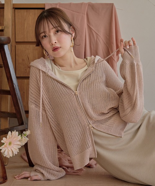 mideal(マイディール)の「glitter sheer hoodie / ラメシアーパーカー(パーカー・レディース・チャコールグレー/アイボリー/ピンク・FREE)」の16枚目の写真