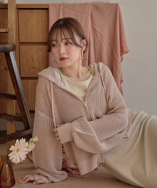 mideal(マイディール)の「glitter sheer hoodie / ラメシアーパーカー(パーカー・レディース・チャコールグレー/アイボリー/ピンク・FREE)」の17枚目の写真