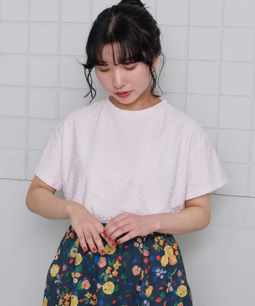 l'atelier du savon(アトリエドサボン)の「_小ドットパイル半袖Tシャツ(Tシャツ/カットソー・レディース・ブラック/アイボリー/ピンク・FREE)」の13枚目の写真