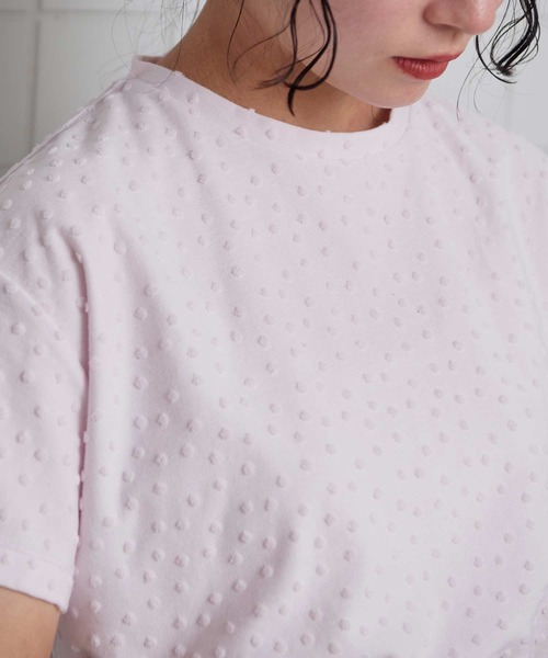 l'atelier du savon(アトリエドサボン)の「_小ドットパイル半袖Tシャツ(Tシャツ/カットソー・レディース・ブラック/アイボリー/ピンク・FREE)」の15枚目の写真