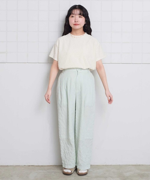 l'atelier du savon(アトリエドサボン)の「_小ドットパイル半袖Tシャツ(Tシャツ/カットソー・レディース・ブラック/アイボリー/ピンク・FREE)」の8枚目の写真