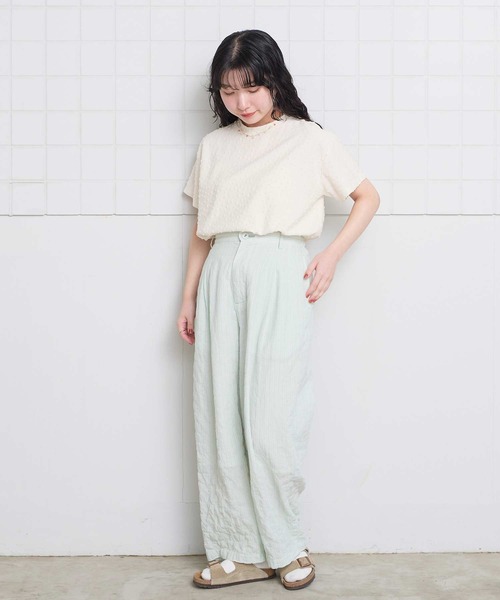l'atelier du savon(アトリエドサボン)の「_小ドットパイル半袖Tシャツ(Tシャツ/カットソー・レディース・ブラック/アイボリー/ピンク・FREE)」の9枚目の写真