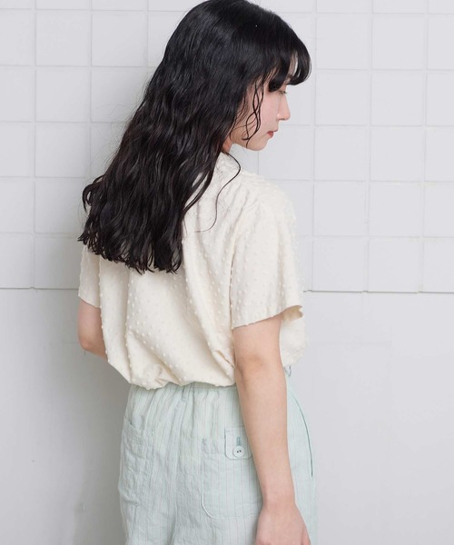 l'atelier du savon(アトリエドサボン)の「_小ドットパイル半袖Tシャツ(Tシャツ/カットソー・レディース・ブラック/アイボリー/ピンク・FREE)」の7枚目の写真