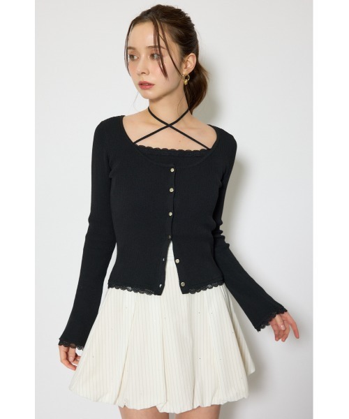 rienda（リエンダ）の「レースディティールニットカーディガンセット 春服（カーディガン/ボレロ・レディース・グレー/ブラック/レッド・FREE）」の19枚目の写真