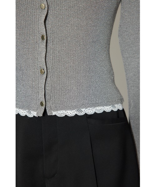 rienda（リエンダ）の「レースディティールニットカーディガンセット 春服（カーディガン/ボレロ・レディース・グレー/ブラック/レッド・FREE）」の6枚目の写真