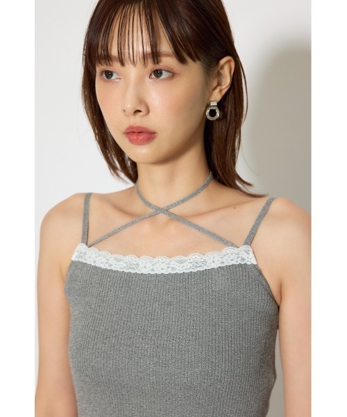 rienda（リエンダ）の「レースディティールニットカーディガンセット 春服（カーディガン/ボレロ・レディース・グレー/ブラック/レッド・FREE）」の7枚目の写真