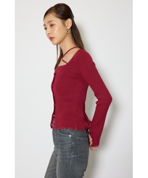 rienda（リエンダ）の「レースディティールニットカーディガンセット 春服（カーディガン/ボレロ・レディース・グレー/ブラック/レッド・FREE）」の11枚目の写真