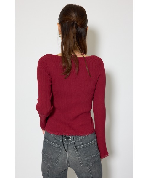 rienda（リエンダ）の「レースディティールニットカーディガンセット 春服（カーディガン/ボレロ・レディース・グレー/ブラック/レッド・FREE）」の12枚目の写真