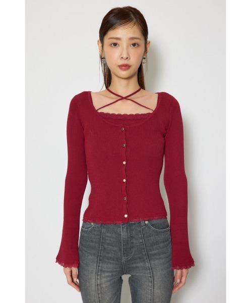 rienda（リエンダ）の「レースディティールニットカーディガンセット 春服（カーディガン/ボレロ・レディース・グレー/ブラック/レッド・FREE）」の16枚目の写真