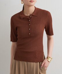 【Lounge】ラウンジドレス　長袖　ニット　セーター　ブラウン　無地　ウール LOUNGEDRESS（ラウンジドレス）の「ラクーンクルーZIPニット（ニット