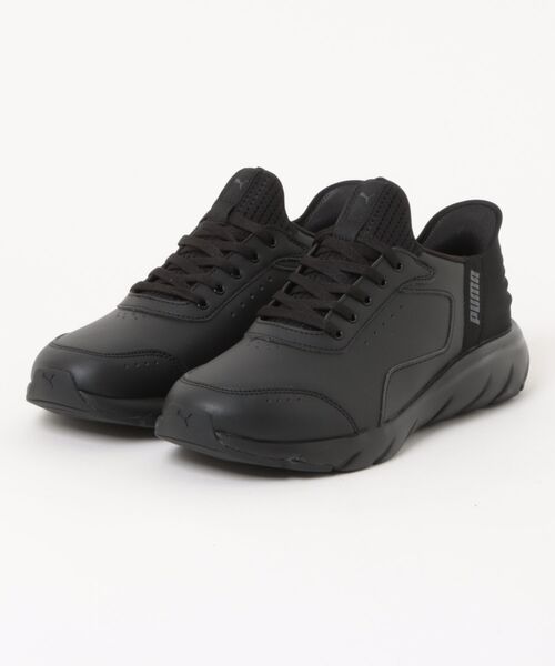 PUMA(プーマ)の「PUMA プーマ SOFTRIDE FLEX LSL EASE IN WD SOFTRIDE フレックス LSL EASE IN ワイト 313769 01BK/F.D.GRAY(スニーカー・メンズ・ブラック・29.0cm/28.0cm/27.0cm/26.0cm/27.5cm/25.5cm/25.0cm)」の1枚目の写真