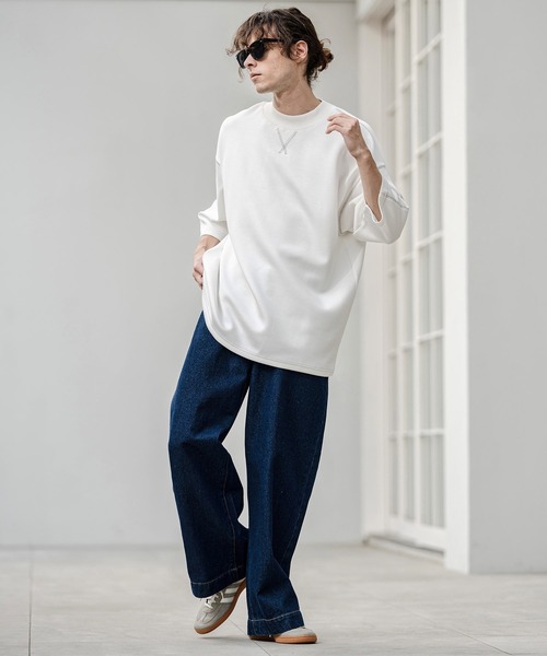 CAMBIO(カンビオ)の「mt10321- カラーステッチモックネックカットソー(Tシャツ/カットソー・メンズ・グレイッシュベージュ/ブラック/ホワイト・M/L/XL)」の15枚目の写真