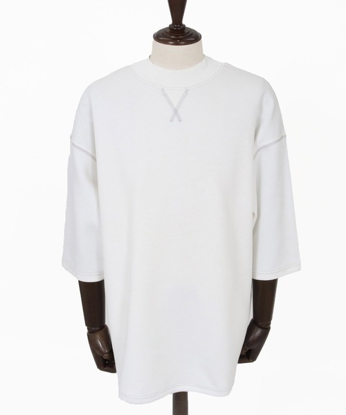 CAMBIO(カンビオ)の「mt10321- カラーステッチモックネックカットソー(Tシャツ/カットソー・メンズ・グレイッシュベージュ/ブラック/ホワイト・M/L/XL)」の18枚目の写真