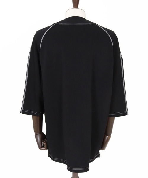 CAMBIO(カンビオ)の「mt10321- カラーステッチモックネックカットソー(Tシャツ/カットソー・メンズ・グレイッシュベージュ/ブラック/ホワイト・M/L/XL)」の20枚目の写真