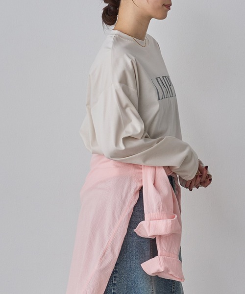 hunch(ハンチ)の「ロゴプリント 長袖Tシャツ(Tシャツ/カットソー・レディース・チャコール/ライトベージュ/オフホワイト・FREE)」の15枚目の写真