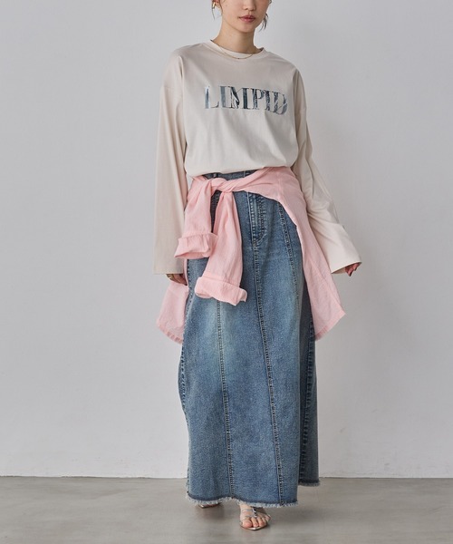 hunch(ハンチ)の「ロゴプリント 長袖Tシャツ(Tシャツ/カットソー・レディース・チャコール/ライトベージュ/オフホワイト・FREE)」の17枚目の写真