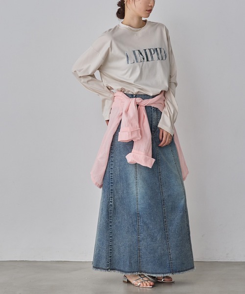 hunch(ハンチ)の「ロゴプリント 長袖Tシャツ(Tシャツ/カットソー・レディース・チャコール/ライトベージュ/オフホワイト・FREE)」の18枚目の写真