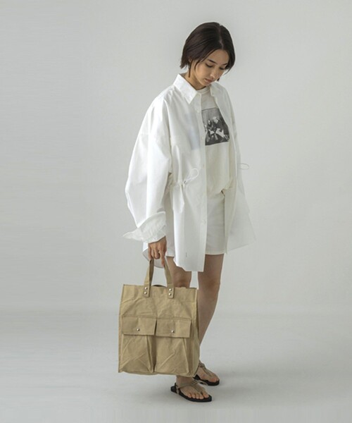 SUBLIME（サブライム）の「SUBLIME/サブライム PARAFIN  SQUARE TOTE BAG パラフィン スクエアトートバッグ（トートバッグ・メンズ・ブラック/ナチュラル/ベージュ・ONE SIZE）」の20枚目の写真