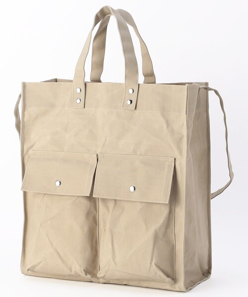 SUBLIME（サブライム）の「SUBLIME/サブライム PARAFIN  SQUARE TOTE BAG パラフィン スクエアトートバッグ（トートバッグ・メンズ・ブラック/ナチュラル/ベージュ・ONE SIZE）」の19枚目の写真