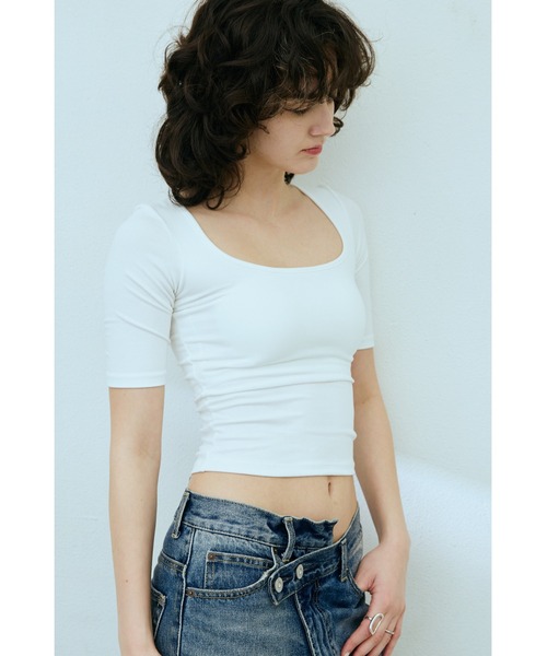 un/neu（アンノイ）の「カップ付きスクエアネックコンパクトT（Tシャツ/カットソー・レディース・ホワイト/グレー/ブラック・FREE）」の15枚目の写真