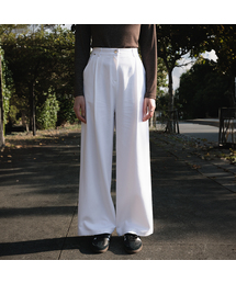 Cotton Pintuck Wide Pants [White]