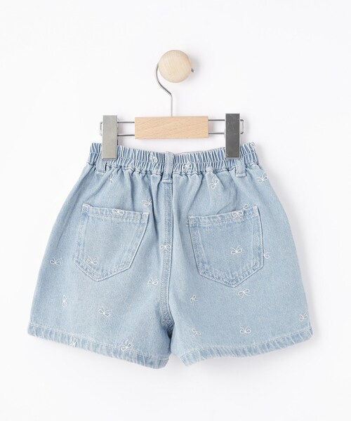 SHOO・LA・RUE（シューラルー）の「【100-150cm】リボン刺繍デニムショートパンツ（デニムパンツ・キッズ・ネイビー/サックスブルー・10/15 /14/13/12/11）」の4枚目の写真