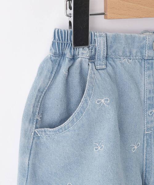SHOO・LA・RUE（シューラルー）の「【100-150cm】リボン刺繍デニムショートパンツ（デニムパンツ・キッズ・ネイビー/サックスブルー・10/15 /14/13/12/11）」の6枚目の写真