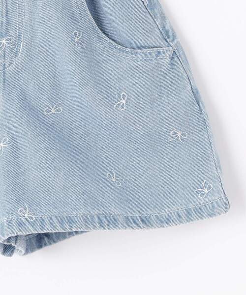 SHOO・LA・RUE（シューラルー）の「【100-150cm】リボン刺繍デニムショートパンツ（デニムパンツ・キッズ・ネイビー/サックスブルー・10/15 /14/13/12/11）」の8枚目の写真