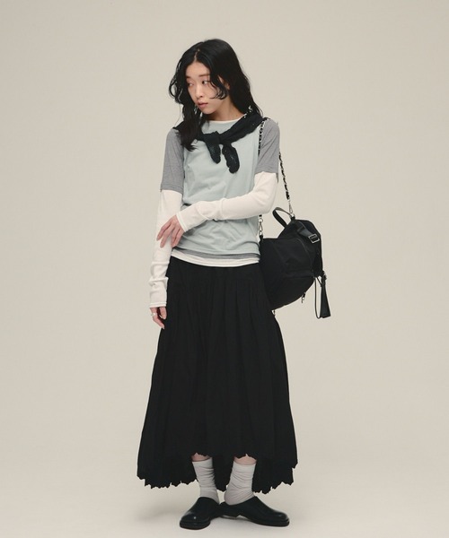 eL(エル)の「【eL】Made in India Embroidery Skirt/645533(スカート・レディース・オフホワイト/ブラック・FREE)」の9枚目の写真