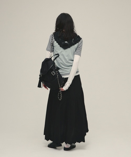 eL(エル)の「【eL】Made in India Embroidery Skirt/645533(スカート・レディース・オフホワイト/ブラック・FREE)」の11枚目の写真