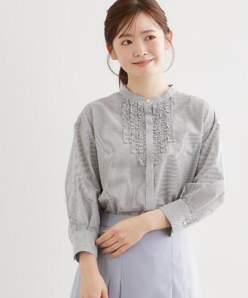 Reflect(リフレクト)の「【接触冷感】八分袖フロントフリルブラウス(シャツ/ブラウス・レディース・ブラック系2/ネイビー系2/ホワイト/ダークブラウン・07/09/11/13/15 )」の15枚目の写真