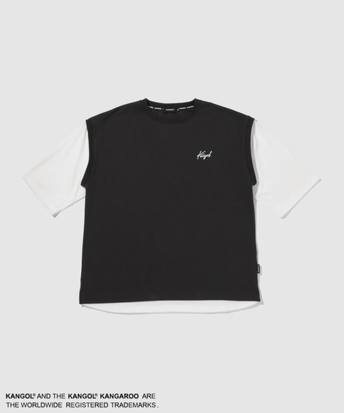 KANGOL（カンゴール）の「【KANGOL/カンゴール】ユニセックス フェイクレイヤード ベストTシャツ 発泡ロゴプリント（Tシャツ/カットソー・メンズ・グレイッシュベージュ/パープル/スミクロ・L/M/XL）」の4枚目の写真