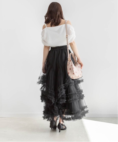 RANDA(ランダ)の「フリルティアードチュールスカート(スカート・レディース・ピンク/ホワイト/ブラック・0/1)」の10枚目の写真
