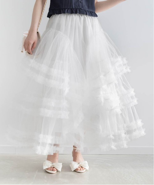 RANDA(ランダ)の「フリルティアードチュールスカート(スカート・レディース・ピンク/ホワイト/ブラック・0/1)」の11枚目の写真
