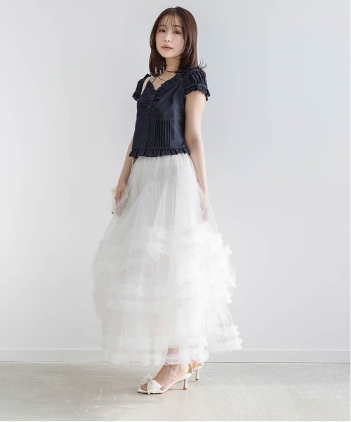 RANDA(ランダ)の「フリルティアードチュールスカート(スカート・レディース・ピンク/ホワイト/ブラック・0/1)」の15枚目の写真