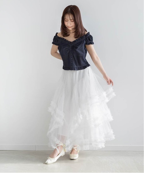 RANDA(ランダ)の「フリルティアードチュールスカート(スカート・レディース・ピンク/ホワイト/ブラック・0/1)」の16枚目の写真