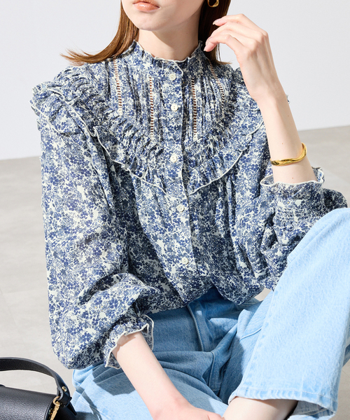 SLOBE IENA（スローブイエナ）の「《WEB限定/》フリルピンタックブラウス（シャツ/ブラウス・レディース・ブルー系その他/ホワイト/ブラック・FREE）」の3枚目の写真