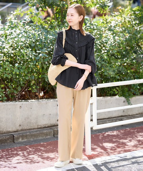 SLOBE IENA（スローブイエナ）の「《WEB限定/》フリルピンタックブラウス（シャツ/ブラウス・レディース・ブルー系その他/ホワイト/ブラック・FREE）」の5枚目の写真