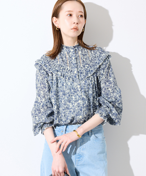 SLOBE IENA（スローブイエナ）の「《WEB限定/》フリルピンタックブラウス（シャツ/ブラウス・レディース・ブルー系その他/ホワイト/ブラック・FREE）」の19枚目の写真