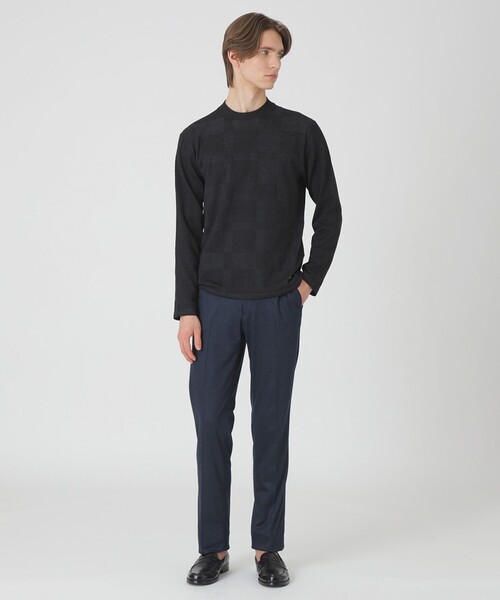 BLACK LABEL CRESTBRIDGE（ブラックレーベル・クレストブリッジ）の「リネンミックスシャドーチェックニット（ニット/セーター・メンズ・ライトグレー/ブルー系その他4/ブラック・M/XL/L）」の9枚目の写真