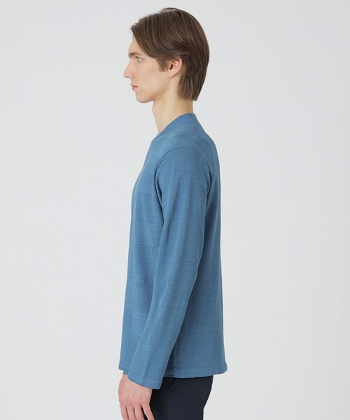 BLACK LABEL CRESTBRIDGE（ブラックレーベル・クレストブリッジ）の「リネンミックスシャドーチェックニット（ニット/セーター・メンズ・ライトグレー/ブルー系その他4/ブラック・M/XL/L）」の15枚目の写真