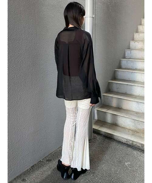 MURUA（ムルーア）の「【WEB限定】レースパッチワークフレアパンツ（その他パンツ・レディース・アイボリー/ブラック・FREE）」の4枚目の写真