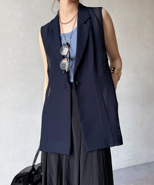 DouDou（ドゥドゥ）の「【WEB限定】メッシュジレ（ベスト・レディース・ブラック/ベージュ/ネイビー・FREE）」の4枚目の写真