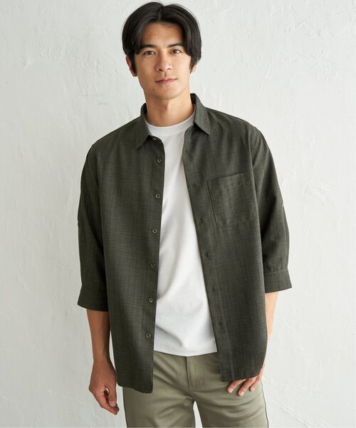 ikka(イッカ)の「速乾ドビー袖2WAYシャツ(シャツ/ブラウス・メンズ・ベージュ/ネイビー/カーキ・M/XL/L/S)」の4枚目の写真