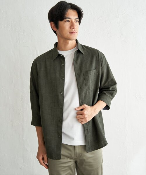 ikka(イッカ)の「速乾ドビー袖2WAYシャツ(シャツ/ブラウス・メンズ・ベージュ/ネイビー/カーキ・M/XL/L/S)」の5枚目の写真
