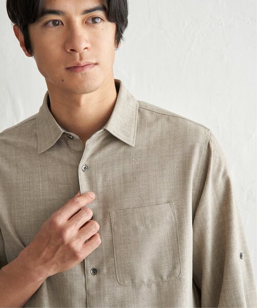 ikka(イッカ)の「速乾ドビー袖2WAYシャツ(シャツ/ブラウス・メンズ・ベージュ/ネイビー/カーキ・M/XL/L/S)」の8枚目の写真